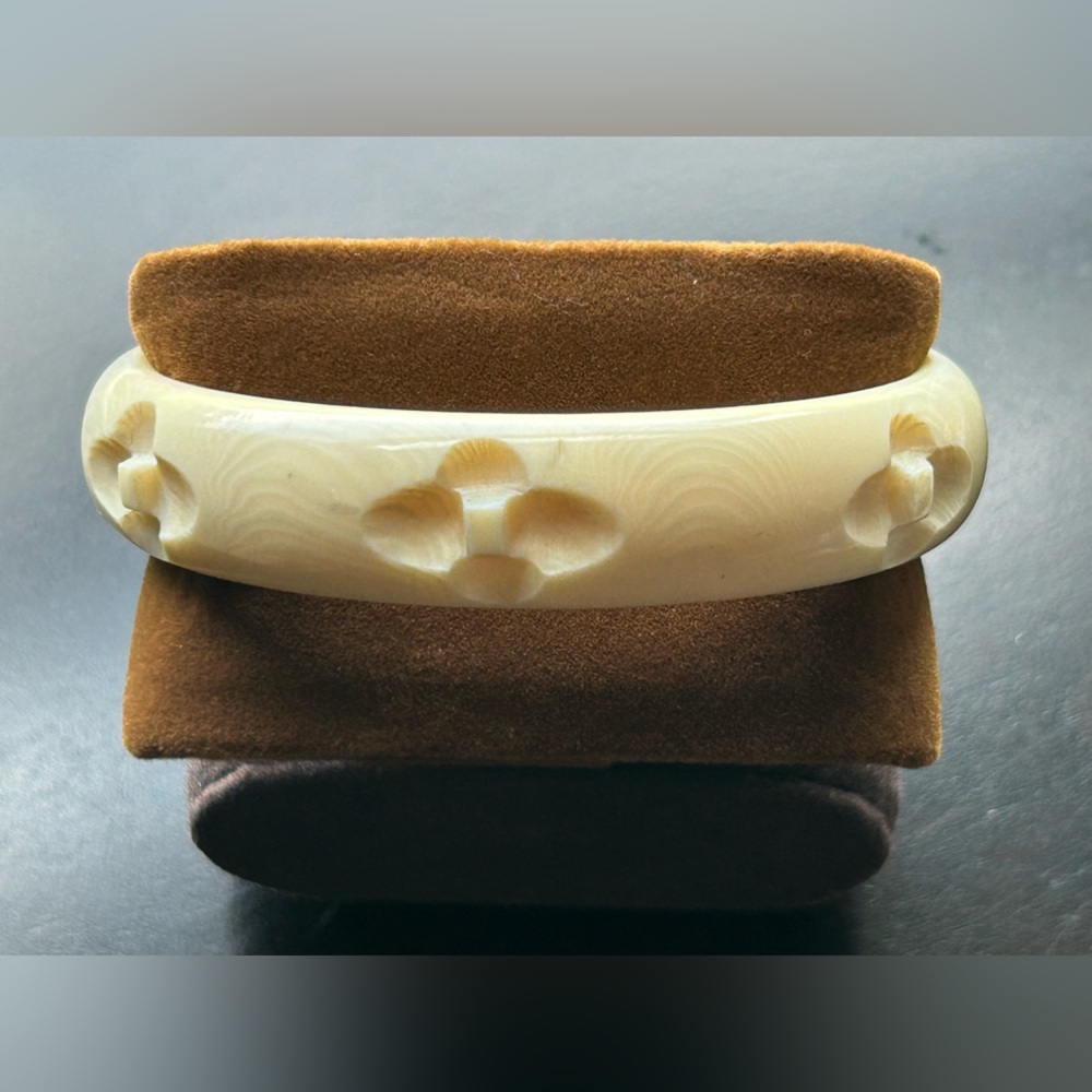Vintage Ivory Bracelet with Etched Design